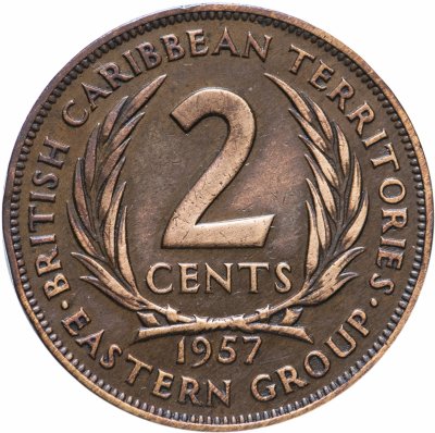 купить Восточные Карибы 2 цента (cents) 1957