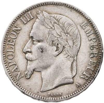 купить Франция 5 франков (francs) 1867 Наполеон III