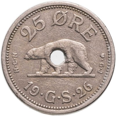 купить Гренландия 25 эре (ore) 1926 круг c отверстием
