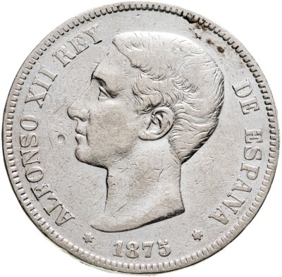 купить Испания 5 песет 1875