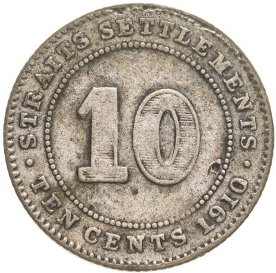 купить Стрейтс Сетлментс 10 центов (cents) 1910