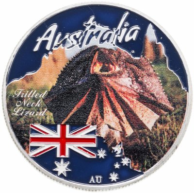 Купить Тувалу 1 доллар 2017 "Животные Австралии - Плащеносная ящерица"