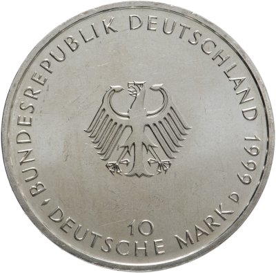 купить Германия 10 марок 1999 D 50 лет Немецкой Конституции знак монетного двора: "D" - Мюнхен