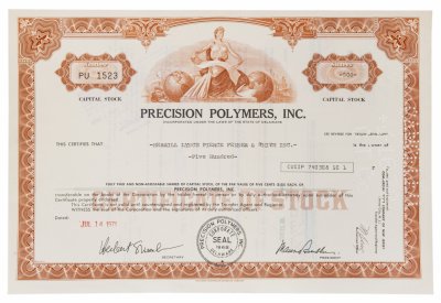 купить Акция США PRECISION POLYMERS, 1971 г.