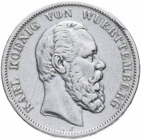 купить Германская Империя, Вюртемберг 5 марок 1876 F
