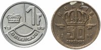 Купить Бельгия набор 50 сантимов и 1 франк 1953-1998, случайные даты, разные версии