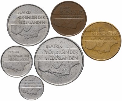 купить Нидерланды набор монет 1982-2001 (6 штук, VF-XF) Беатрикс