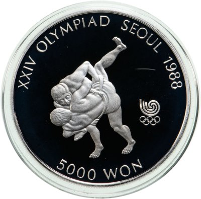 купить Южная Корея 5000 вон (won) 1988 "XXIV летние Олимпийские Игры, Сеул 1988 - Борьба"