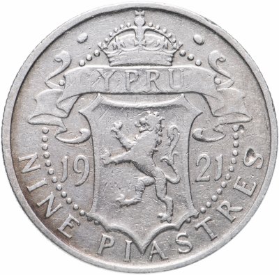 купить Кипр 9 пиастров (piastres) 1921