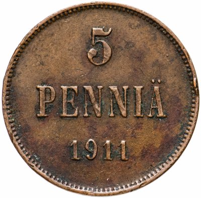 купить 5 пенни (pennia) 1911, монета для Финляндии
