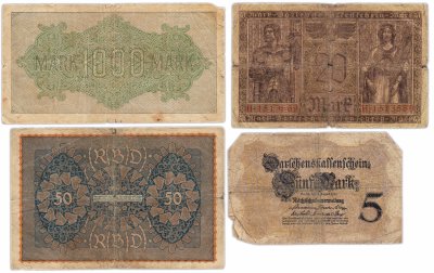 купить Германия набор банкнот 1914-1922 (4 штуки)