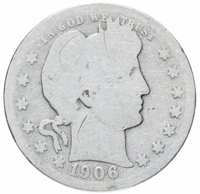 купить США 25 центов (квотер, 1/4 доллара, quarter dollar) 1906 Barber Quarter Без отметки монетного двора