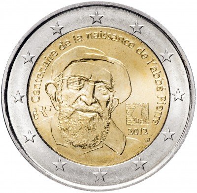 купить Франция 2 евро 2012 "100 лет со дня рождения аббата Пьера (Анри Антуана Груэ)"
