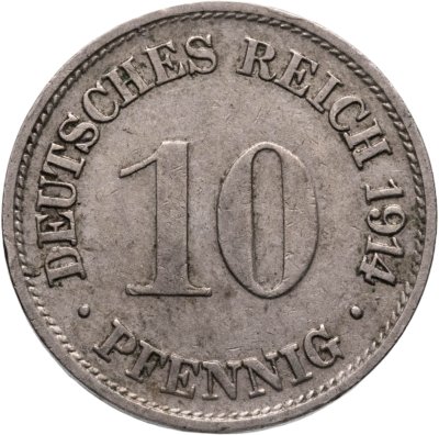 купить Германия 10 пфеннигов (pfennig) 1914 G знак монетного двора: "G" - Карлсруэ