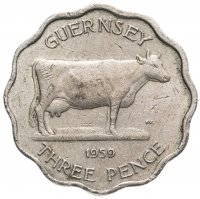 Купить Остров Гернси 3 пенса (pence) 1959