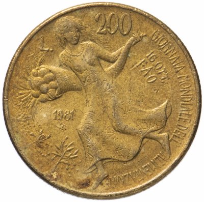 купить Италия 200 лир 1981 "ФАО - Всемирный день продовольствия"