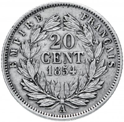 купить Франция 20 сантимов (centimes) 1854