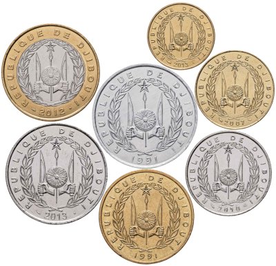 купить Джибути. Набор №5 (7 монет. 1 биметалл) 1991-2013