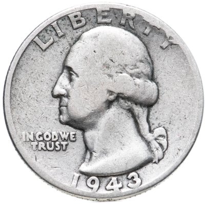 купить США 25 центов (квотер, 1/4 доллара, quarter dollar) 1943 S Washington Quarter знак монетного двора: "S" - Сан-Франциско