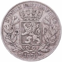 купить Бельгия 5 франков (francs) 1870