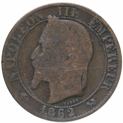 купить Франция 5 сантимов (centimes) 1862 K знак монетного двора: "K" - Бордо