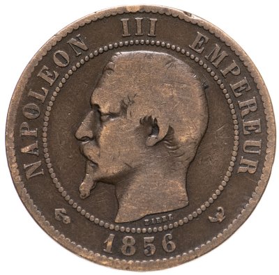 купить Франция 10 сантимов (centimes) 1856 W знак монетного двора: "W" - Лилль