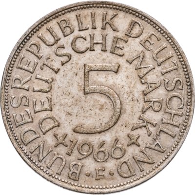 купить Германия 5 марок (deutsche mark) 1966 F знак монетного двора: "F" - Штутгарт