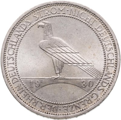 купить Германия 3 рейхсмарки (reichsmark) 1930 "Освобождение Рейнской области (Рейнланда)", знак монетного двора "A" — Берлин