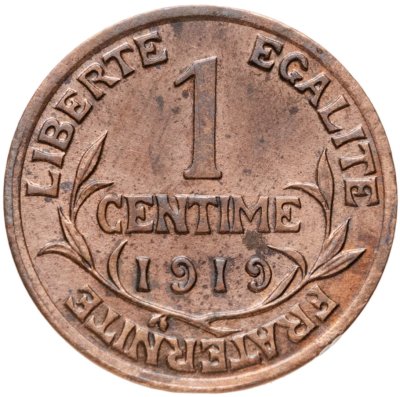 купить Франция 1 сантим (centime) 1919