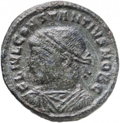 купить Римская Империя, Констанций II, 324–361 гг, Нуммий (реверс: крепостная башня, без дверей, с двумя зубцами, вверху одна звезда)