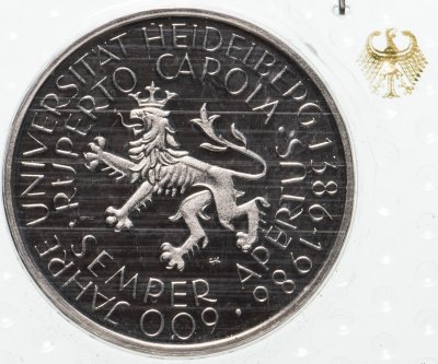 купить Германия (ФРГ) 5 марок 1986 "600 лет Гейдельбергскому университету" в запайке