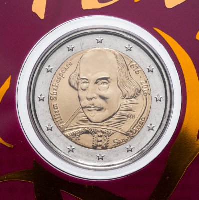 купить Сан Марино 2 евро 2016 "У. Шекспир - 400 лет со дня смерти", в буклете