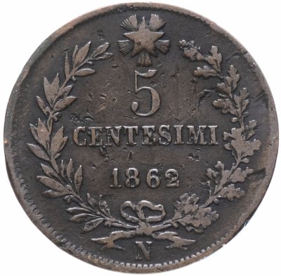 купить Франция 5 сантимов (centimes) 1862