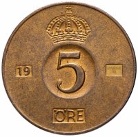 Купить Швеция 5 эре (ore) 1952-1971