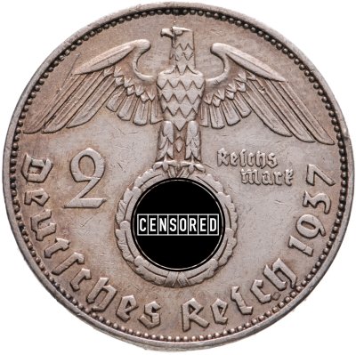 купить Германия, Третий рейх 2 рейхсмарки (reichsmark) 1937, знак монетного двора: "E" - Мульденхюттен