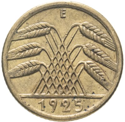 купить Германия 5 рейхспфеннигов (reichspfennig) 1925, знак монетного двора "E" — Мульденхюттен