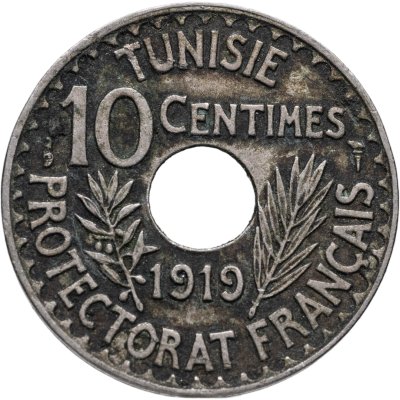 купить Французский Тунис 10 сантимов (centimes) 1919