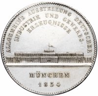 купить Бавария 2 талера 1854 "Стеклянный дворец в Мюнхене"