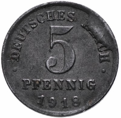 купить Германия (Веймарская республика) 5 пфеннигов 1918 - брак