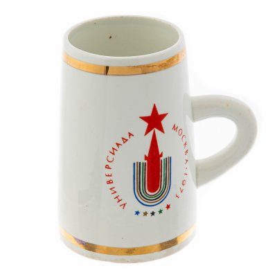 купить Кружка "Универсиада", фаянс, деколь, золочение, Конаковский фаянсовый завод им. М.И. Калинина, СССР, 1973 г.