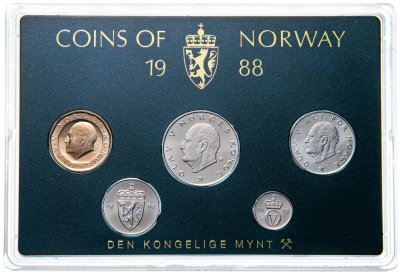купить Норвегия набор монет (5 штук) 1988 в футляре