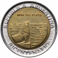 Купить Аргентина 1 песо (peso) 2010 "200 лет Аргентине - Мар-дель-Плата"