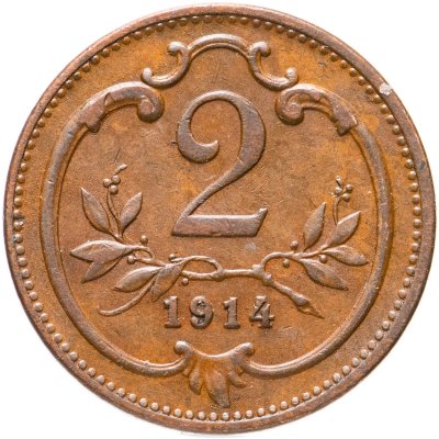купить Австрия 2 геллера (heller) 1914