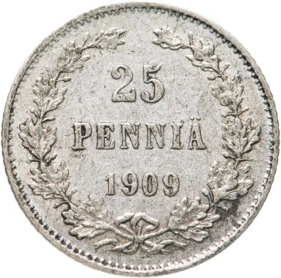 купить 25 пенни 1909 L, монета для Финляндии