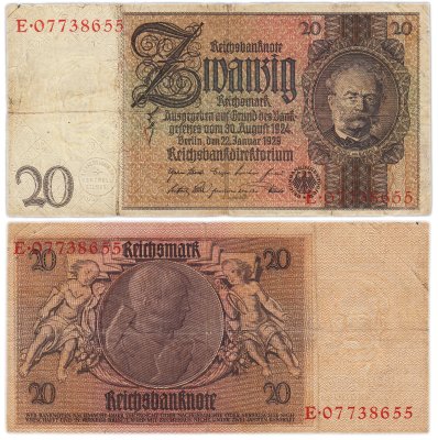 купить Германия 20 рейхсмарок 1933 (Pick 181)