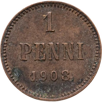 купить 1 пенни (penny) 1908, монета для Финляндии