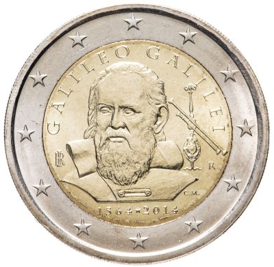 купить Италия 2 евро (euro) 2014 "450 лет со дня рождения Галилео Галилея"