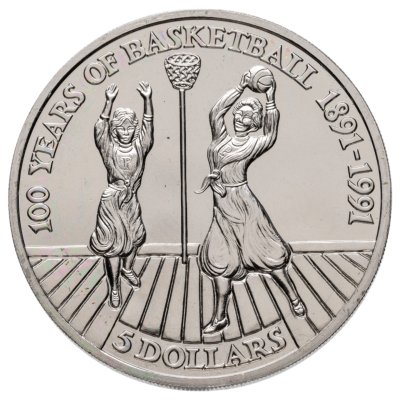 купить Ниуэ 5 долларов (dollars) 1991 "100 лет баскетболу"