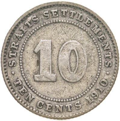 купить Стрейтс Сетлментс 10 центов (cents) 1910