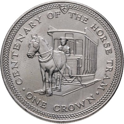 купить Остров Мэн 1 крона (crown) 1976 100 лет Конной железной дороге медно-никелевый сплав
